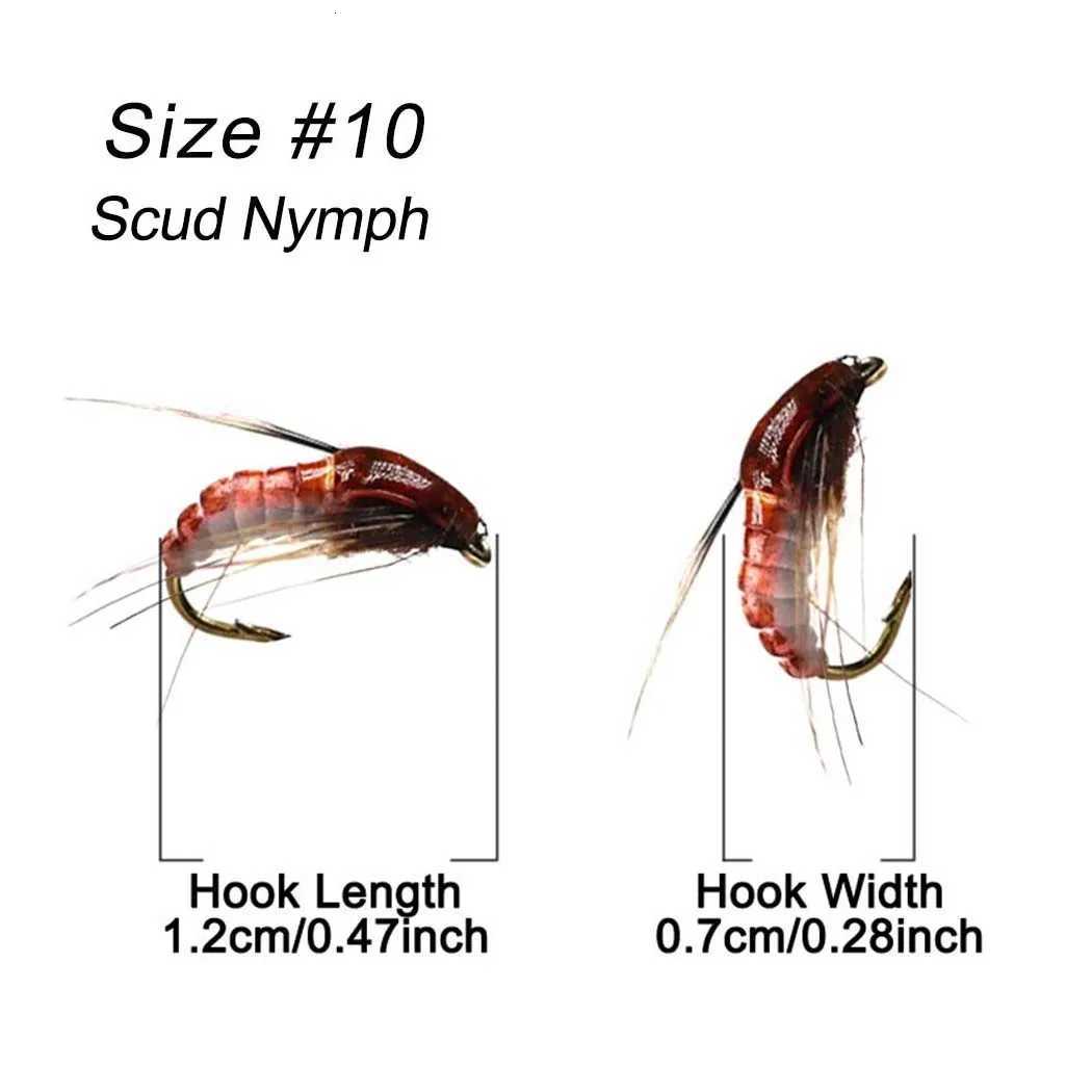 6/12Pcs #10 Caddis Pupae Nymph Fly Trout Fishing Bait Artificial Insect Lures Fishing Hook Baits Z250717