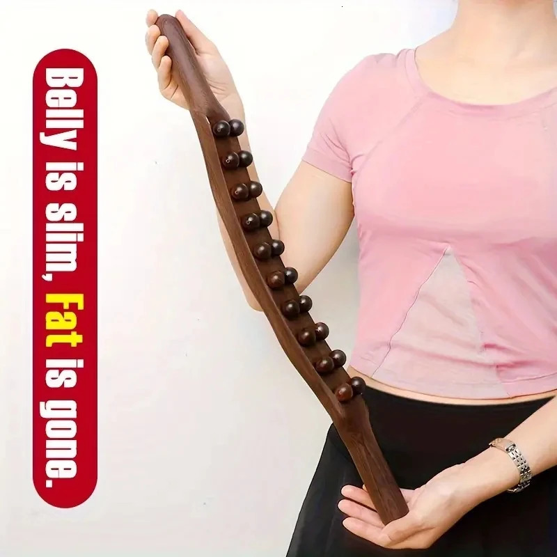 1pc Double Row Of 20 Beads Massage Stick Carbonization Massage Stick One Universal Stomach Rubbing Abdomen Profession 250716