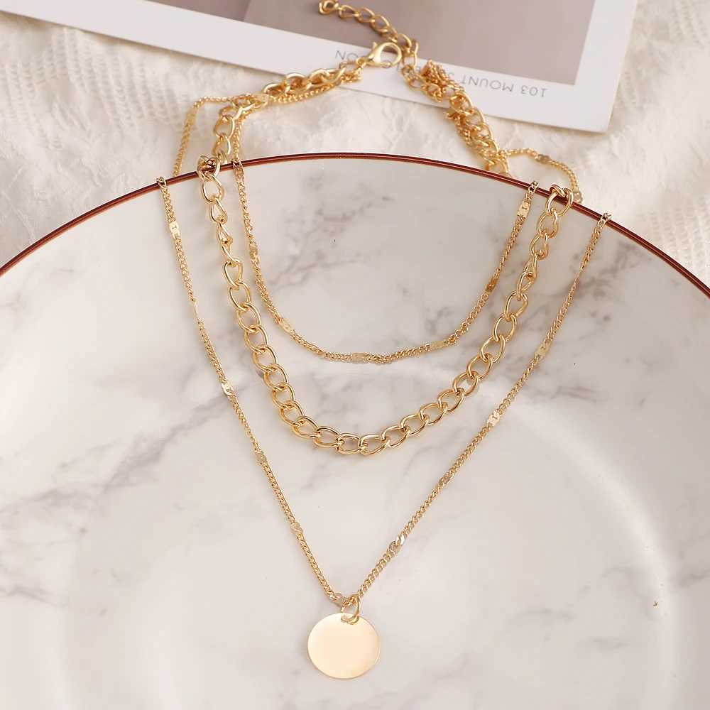 Vintage Pendant Necklace for Women Gold Color Chain Multilayer Bohemian Coins Necklaces Girls Collier Femme Collares Jewelry XJ250717
