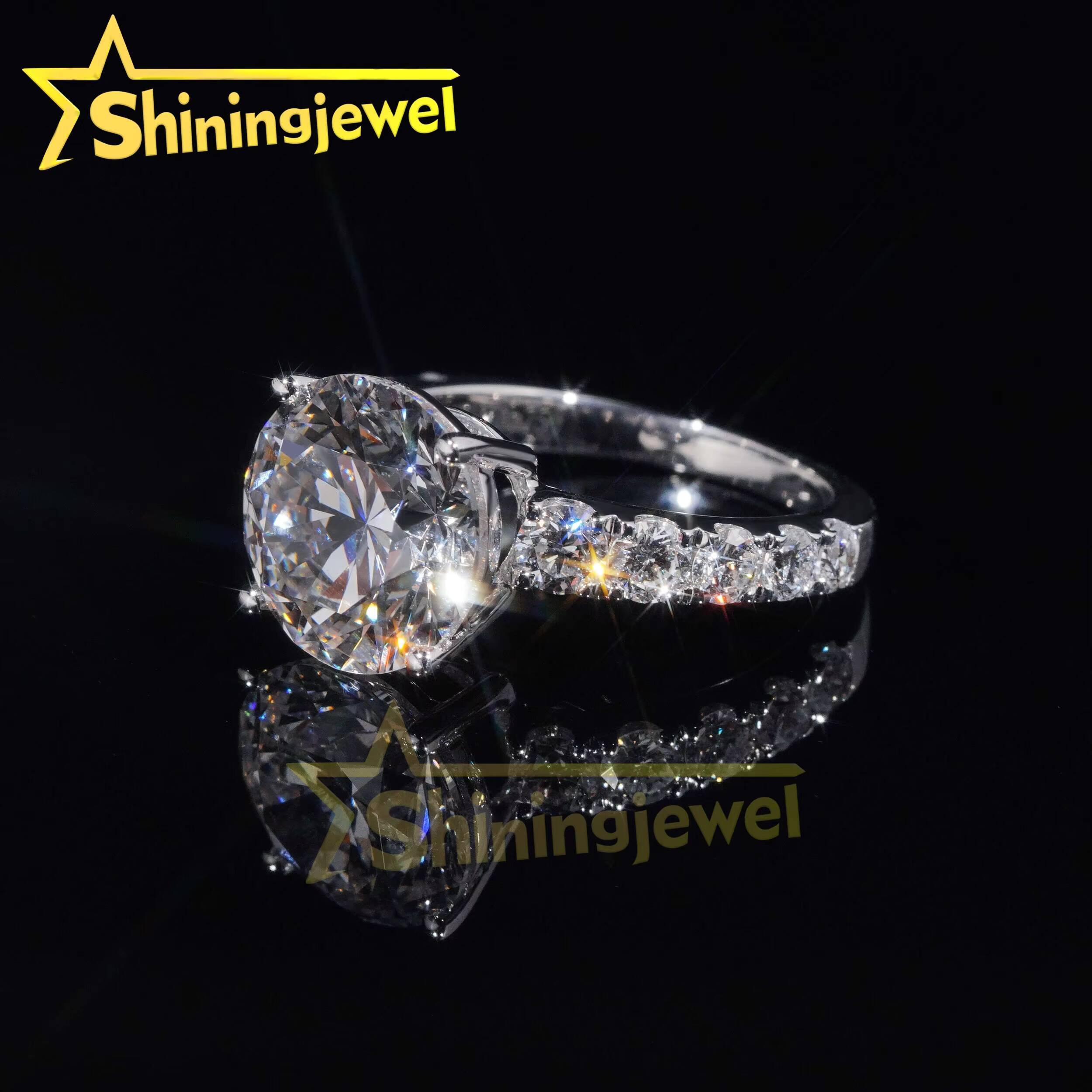 Customized 5carats Lab Diamonds10K 14K 18K Solid Gold GRA Moissanite Pass Diamond Tester Pave Band Wedding Rings Fine Jewelry