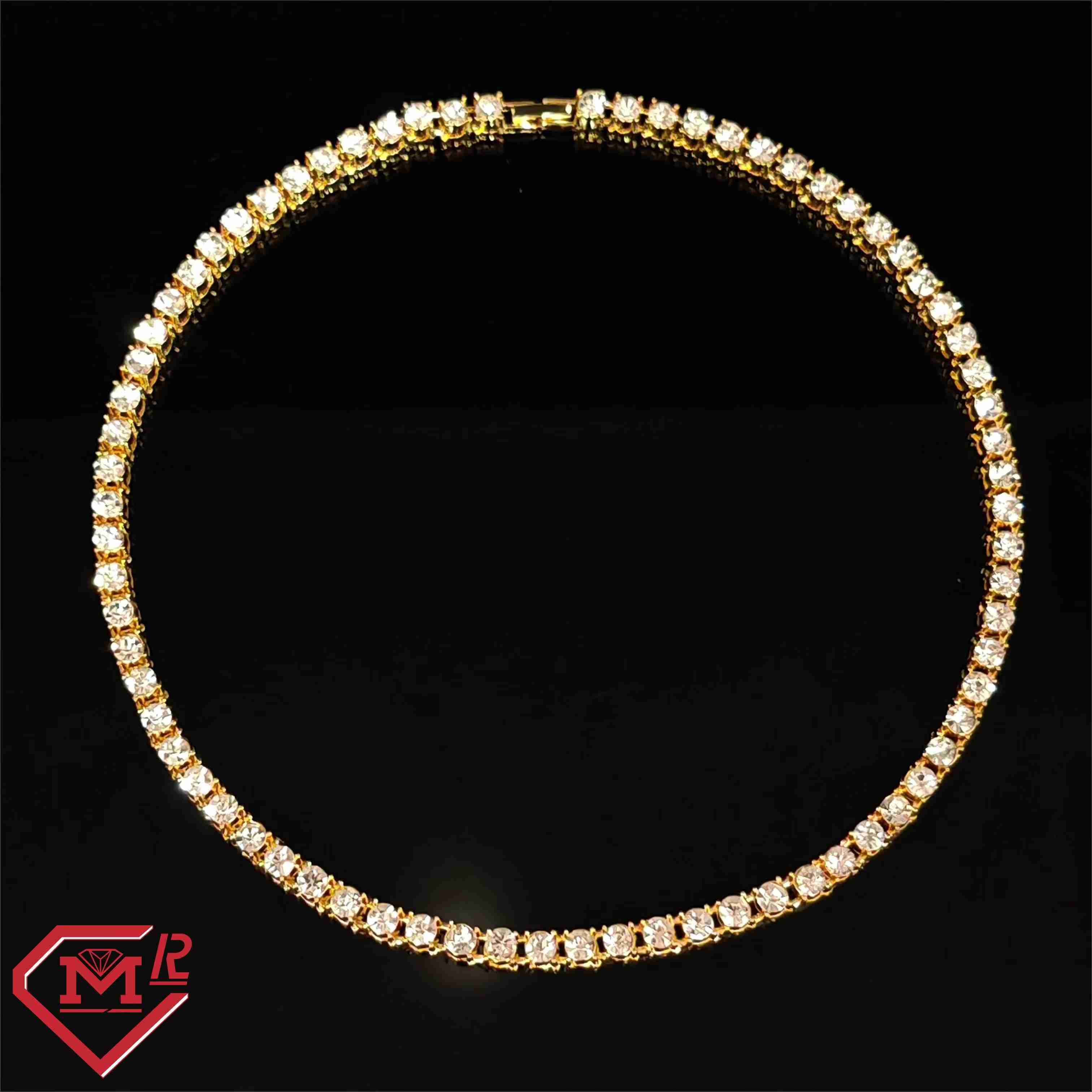 Super Iced Out Tennis Chain Hiphop Small Size Gold Plated 3mm 925 Sterling Silver Moissanite Tennis Chain