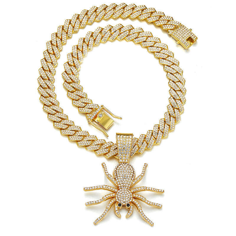Full Dia Spider Pendant Hip-Hop Style Creative Versatile Unisex Alloy Necklace