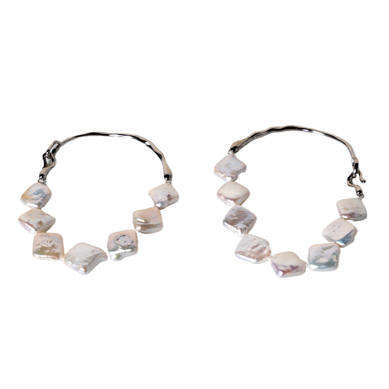 Faux pearl bracelet irregular pearl baroque shaped natural pearl S925 silver bracelet with unique design