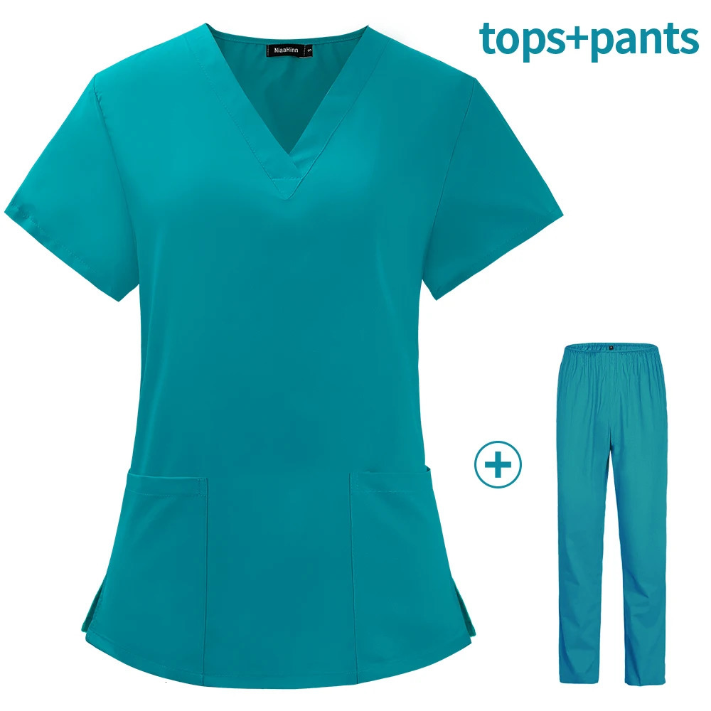 Pet grooming institution Scrubs set High Quality Spa Uniforms Unisex V-Neck Work clothes suits clothes Scrubs Tops Pants 250715