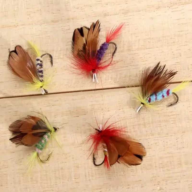 12pcs Natural Insects Flies Set With Dry Fly Tying Sharpened Hook Fake Artificial Bait For Carp Trout Topwater Z250717
