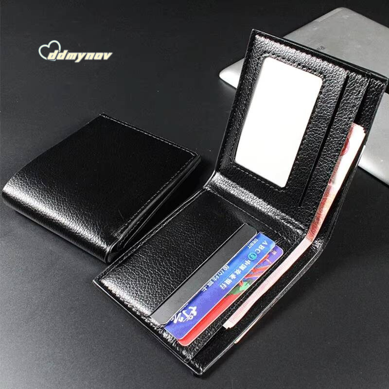 Mens Wallet Genuine Leather Men Premium Product Real Cowhide Wallets for Man Short Black Walet Portefeuille Homme ddmynov
