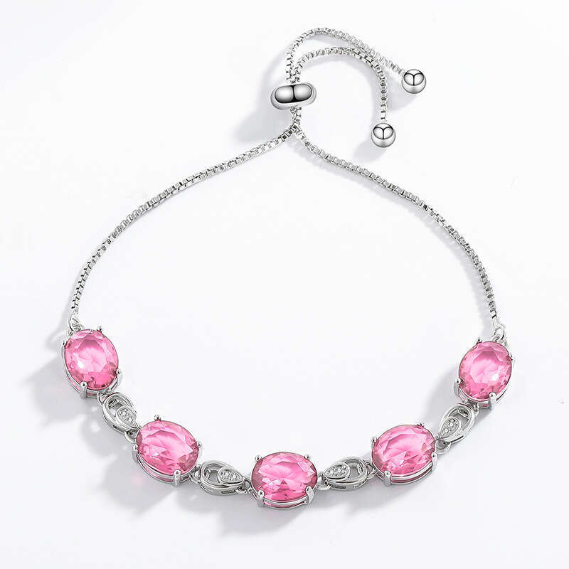 Moissanite Crystal Bracelet with Dia Inlay, Colorful Pull-out Adjustable Jewelry for Women, High Carbon Stone 8c9