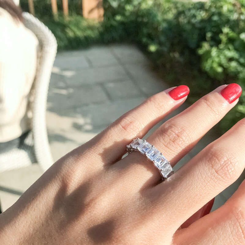 2024 New Ins Style Full Light Luxury Row Diamond Women's Fashion High-End Zircon Ring Sterling Silver 1D0