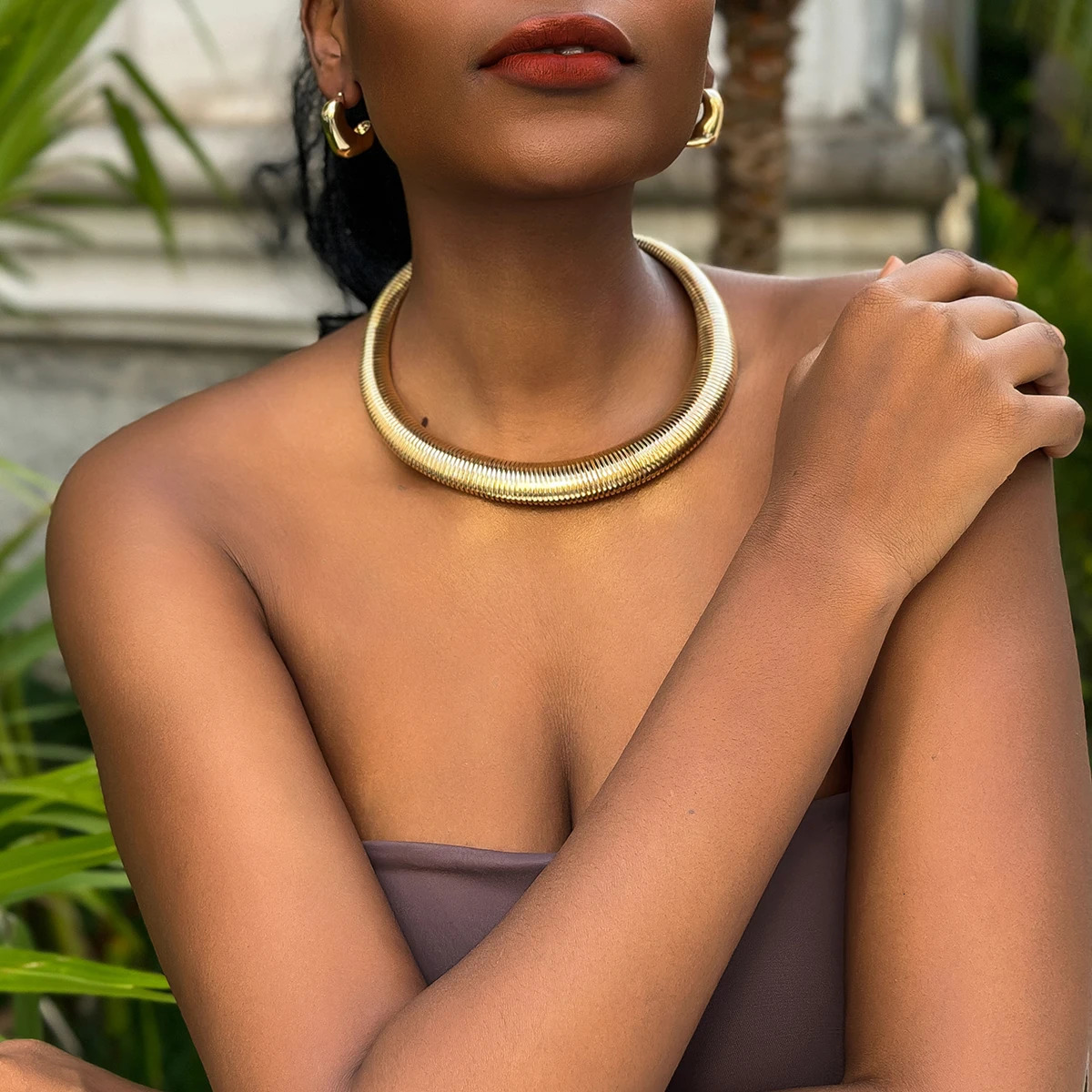 Exaggerated Big Chunky Heavy Metal Choker Necklace for Women Trendy Thick Collar on Neck Fashion Jewelry Accessories Female 250716