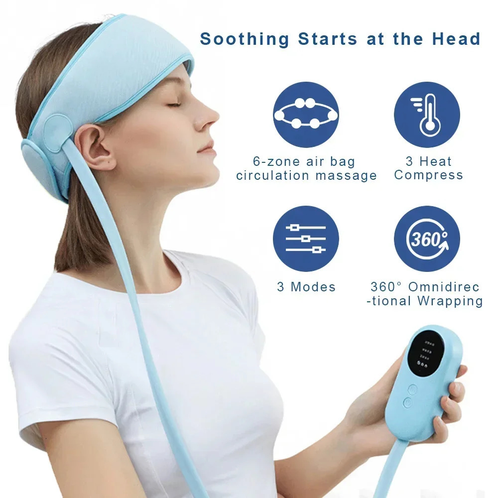 Electric Head Massager Airbag Air Pressure Heating Massage Headband Health Care Pain Relief Scalp Deep Relaxation Physio 250716