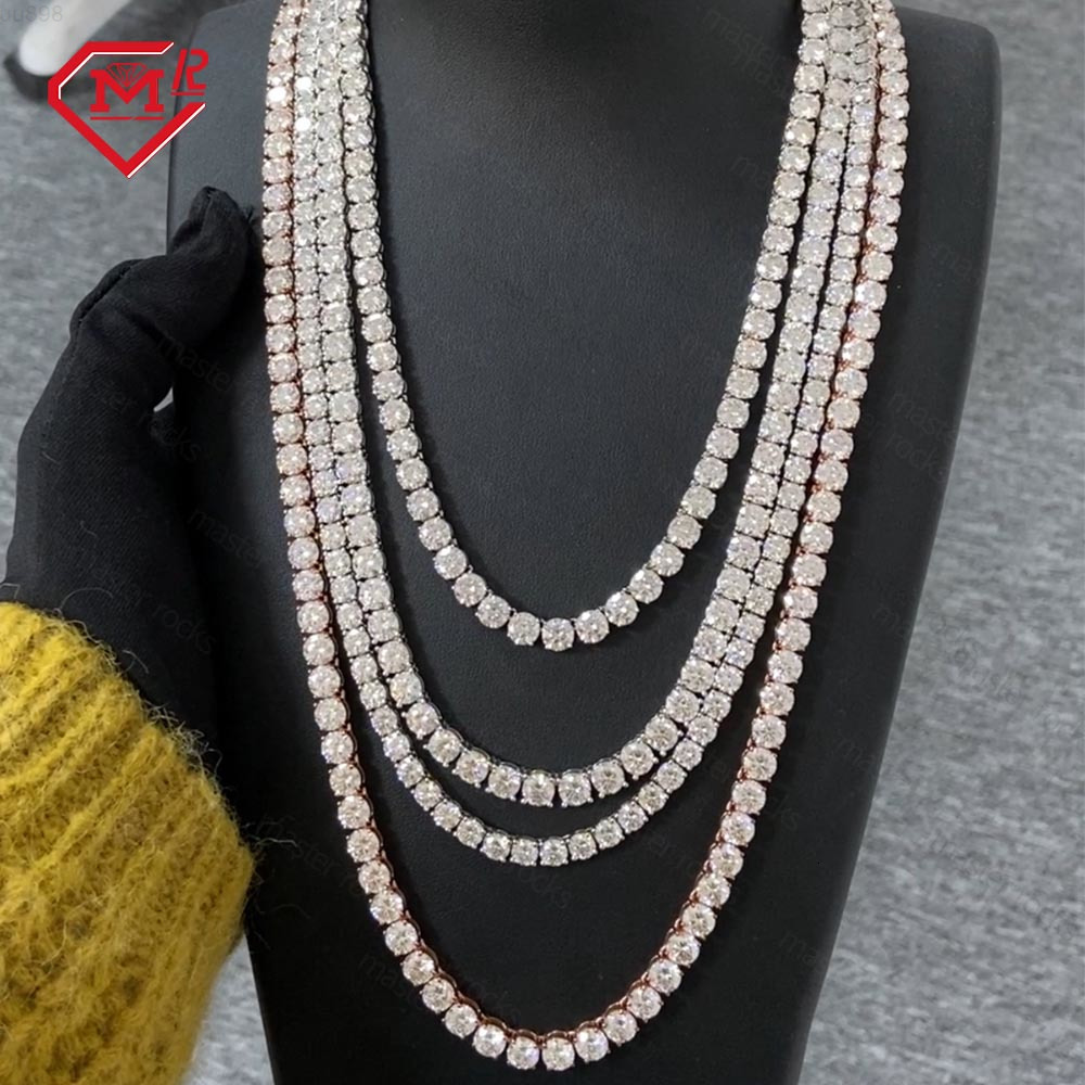 Best Quality 925 Silver Tennis Chain 3MM 4MM VVS Iced Out Ready to Ship Moissanite Tennis Chain