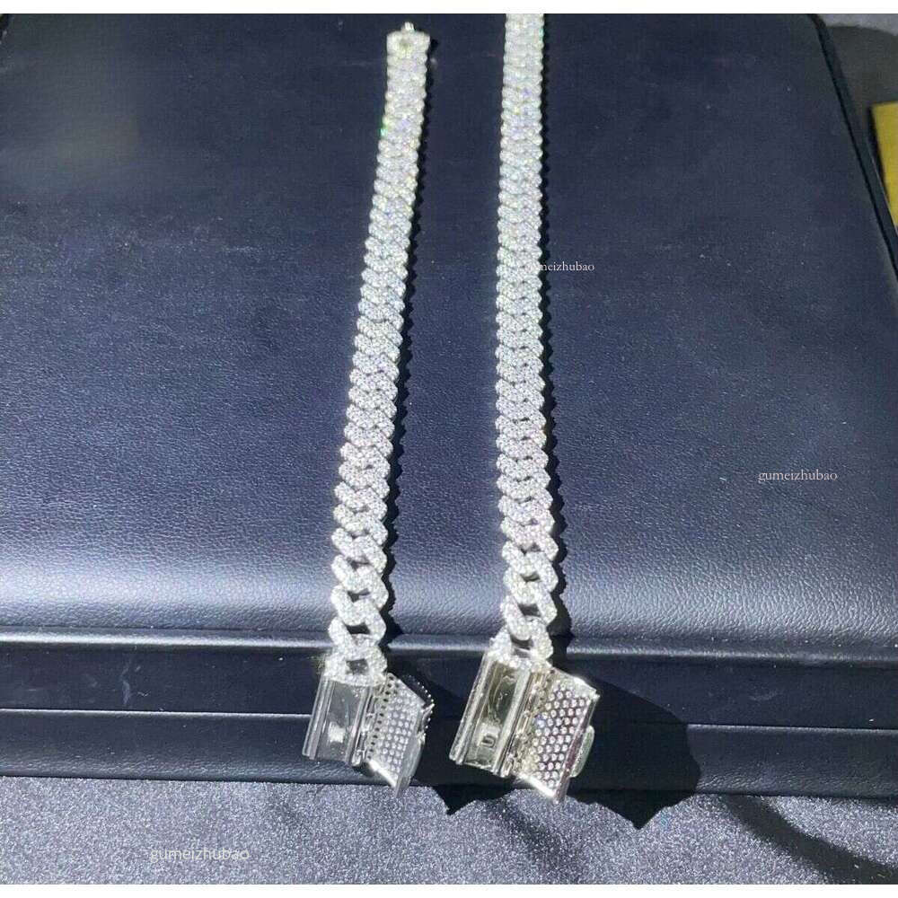 Pass 100% dia testSterling Sier Moissanite with 8mm GRA Ice Out Cuban Chain and Rapper Necklace