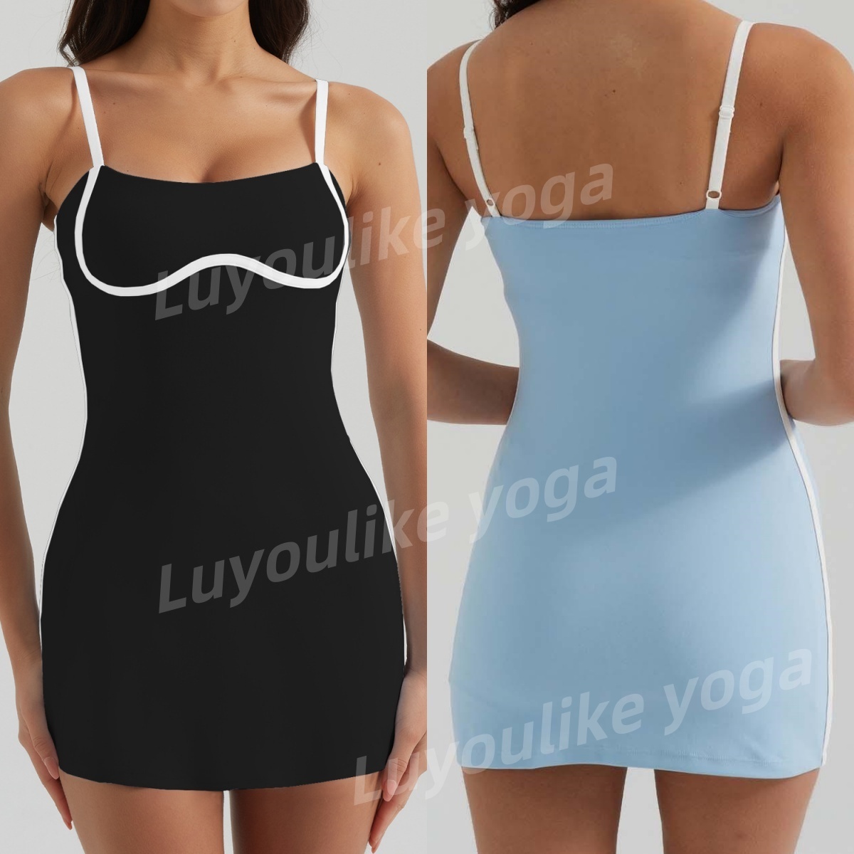 O782 Womens Yoga Outfits Ladies Tennis Golf Dresses Cheerleaders One Piece Dress Sleeveless Lining Safety Pants Fast Dry