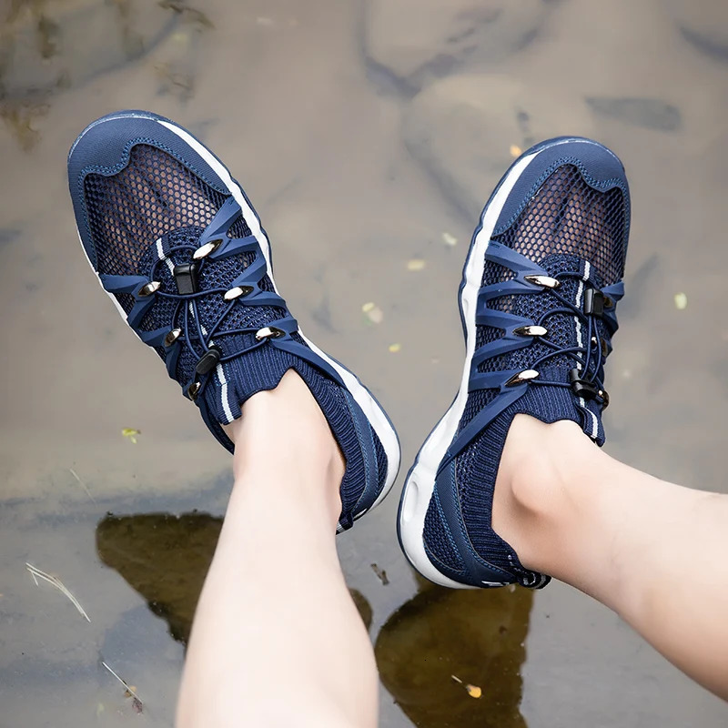 HKDQ Mesh Outdoor Sneakers Men Big Size Summer Breathable Hiking Shoes Couple Non Slip Wading Women Sports Shoes 250624