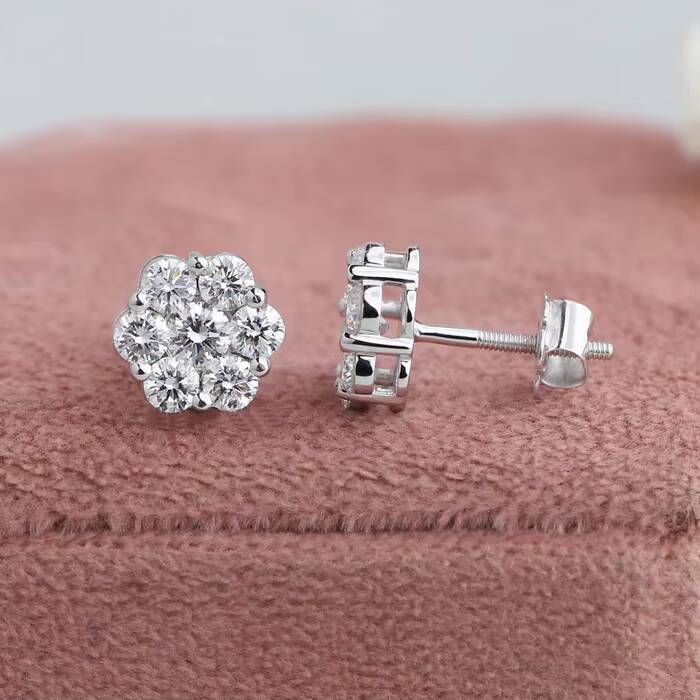 GIA IGI Certified Lab Grown Diamond Flower Earring Stud Man Women Custom Vvs Lab Created Diamond Flower Earrings Fine Jewelry