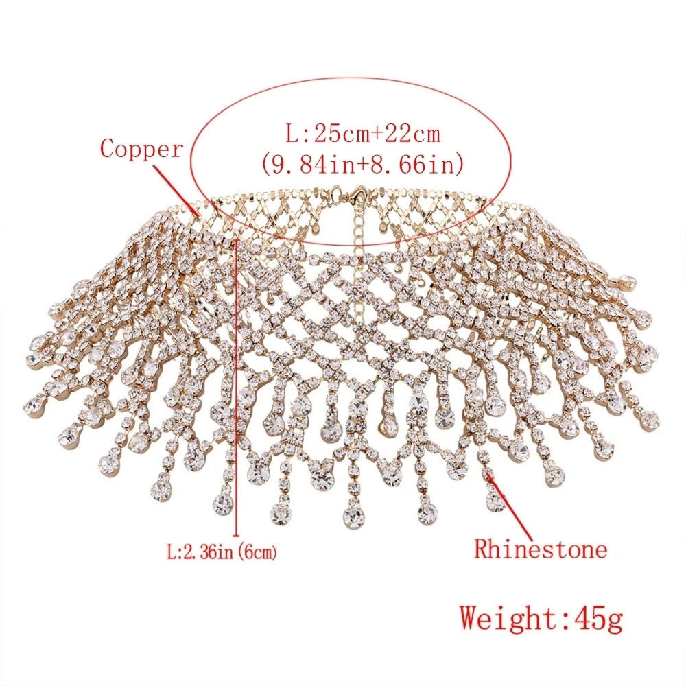 Fashion Shining Crystal Neck Jewelry Rhinestone Tassel Necklace On The Neck For Women Party Accessories 250716