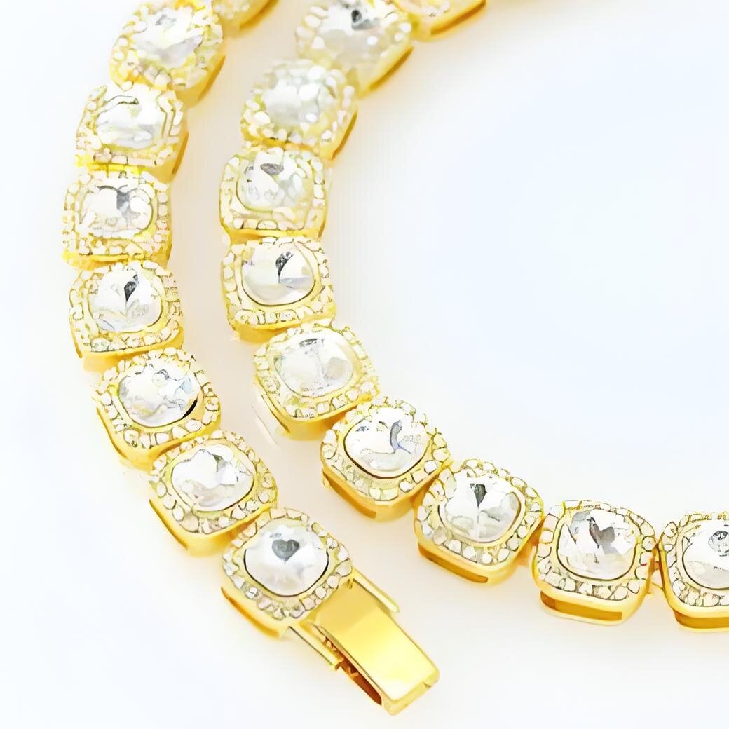 Cuban k Iced Out Men Necklace Sier/gold Tennis Chain Designer Dia Set Hiphop Rapper Necklaces Free shipping