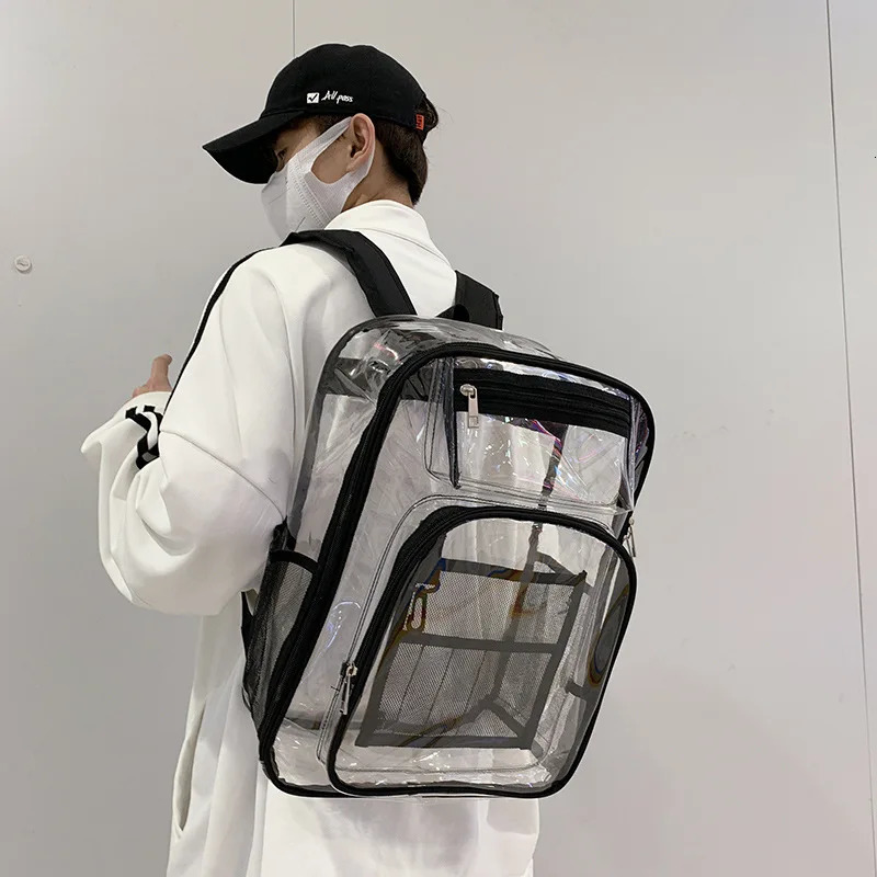 2025 PVC Clear Backpack See Through Clear Bookbags Transparent backpacks school backpack for college students mochila mujer 250714