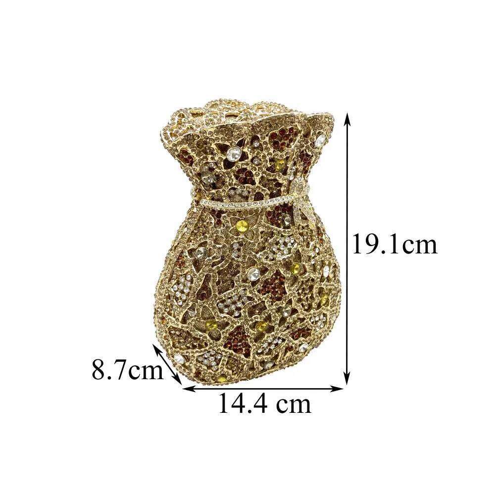 Newest Women Evening Bag Party Pouch Designer Hollow Out Crystal Clutches Gold Rhinestone Purses Money Handbag