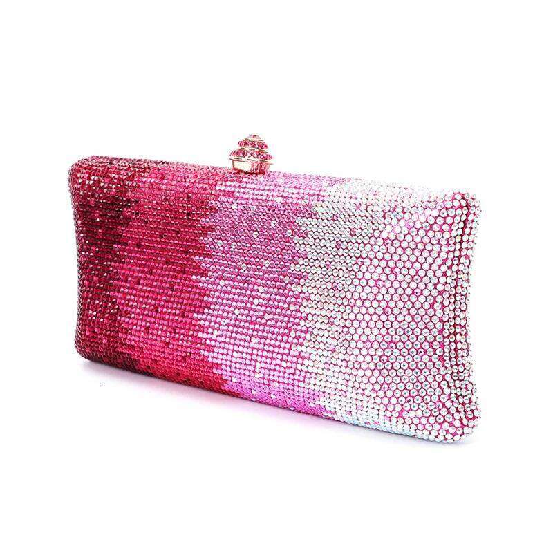 Women Clutch Crystal Multicolor Dia Gradient Black Sier Gold Wedding Party Crossbody Evening Bag