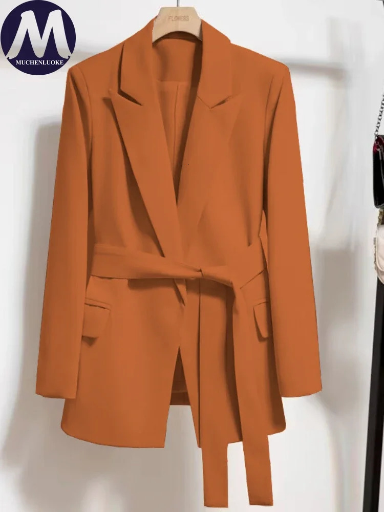 Blazer Woman Spring Autumn Korean Fashion Long Sleeved Lace Up Blazers Coats Casual Loose Womens Office Blazer Tops 250715
