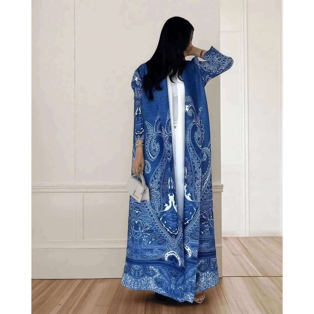 YUDX Miyake Pleated Print Foldable Collar Women's Long Sleeve Robe 2024 New Winter Original Design Fashion Cardigan Coat