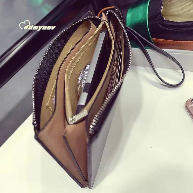 Womens Vintage Oil Wax Leather Zipper Clutch Female Large Capacity Coin Purse Ladies Wristband Simple Card Holder Wallet ddmynov