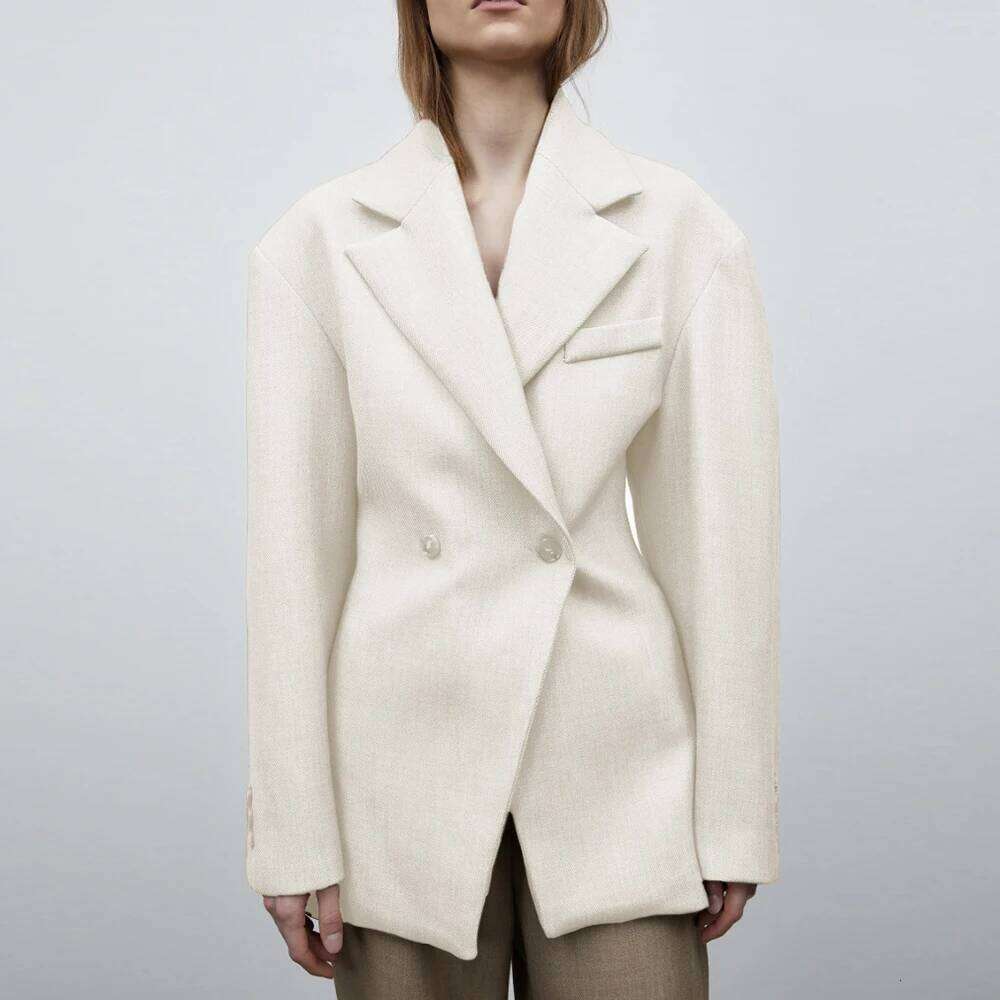 TWOTWINSTYLE Temperament Minimalist Blazers For Women Notched Collar Long Sleeve Tunic Solid Coats Female Fashion Clothes New