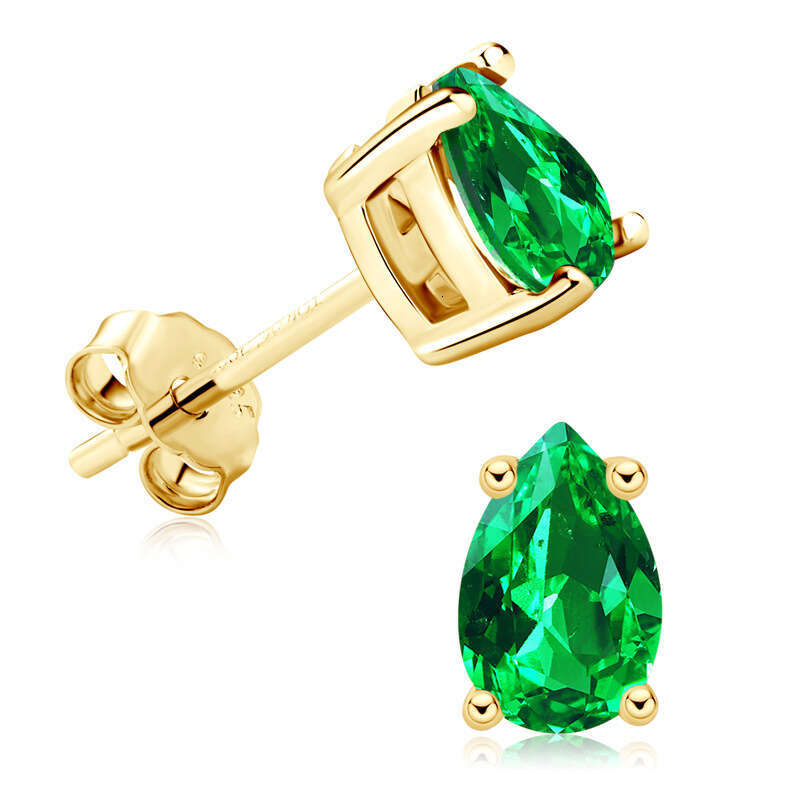 Japanese And Korean Style Emerald Water Drop Simple Versatile High-End Geometric Pure Sier S Earrings D69