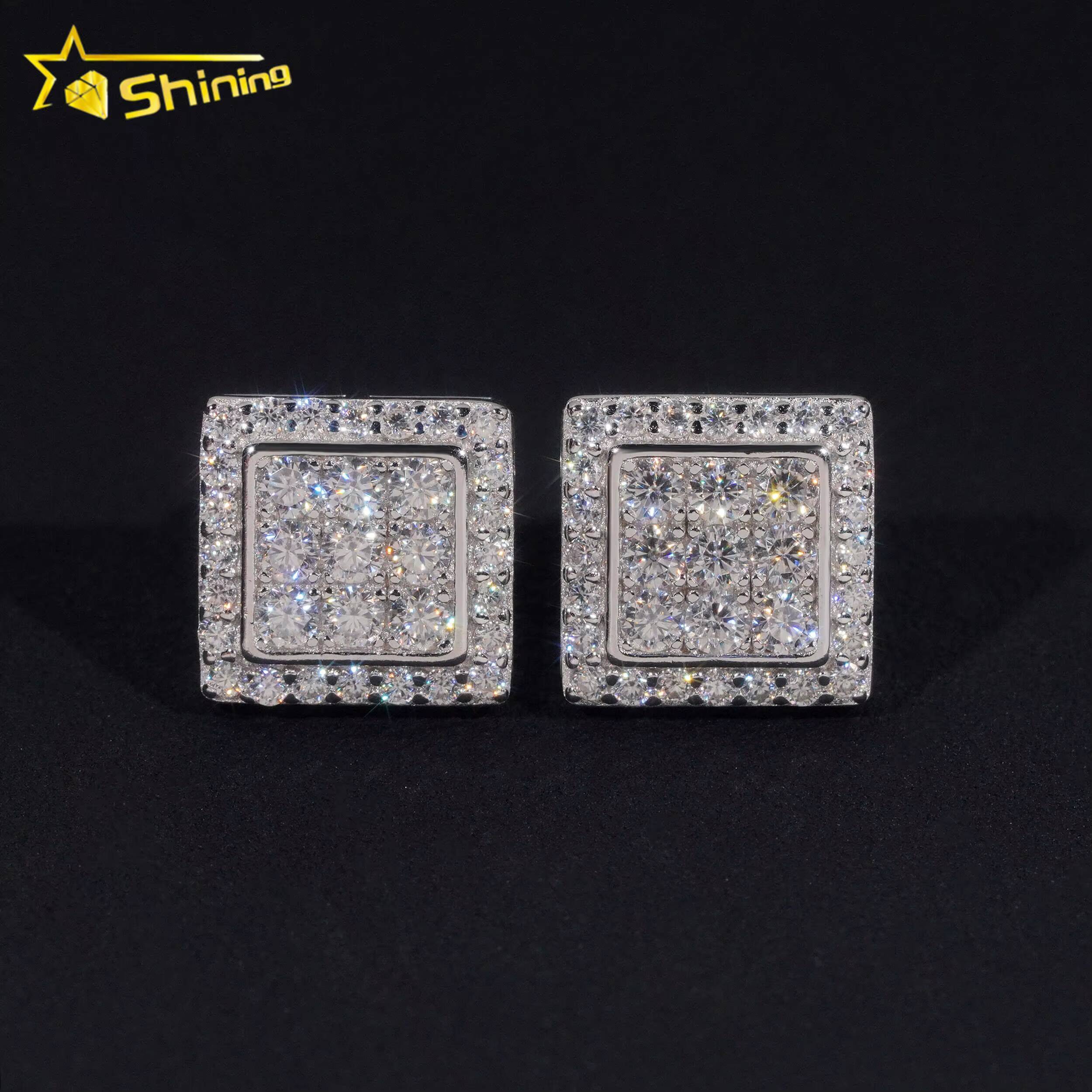 Hight Quality New Arrival Pass Diamond Tester GRA VVS Lab Diamond Fully Iced Out 925 Silver Jewelry Moissanite Stud Earrings