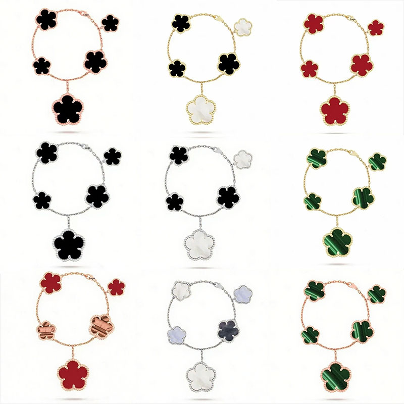 Fashion Five Flower Bracelet Brand Four Leaf Clover Bracelet Classic Size Mother Shell Chain Bracelet for Women Couples Stainless Steel Designer Jewelry