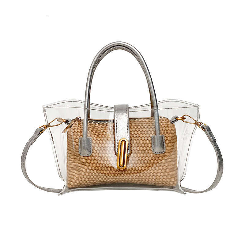 Korean Style Handheld Bucket for Women 2025 Summer New Simple Personality Transparent Single Shoulder Crossbody Bag