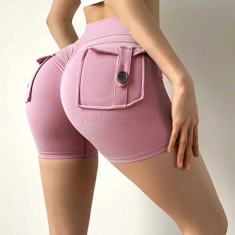 Peach Butt Fitness Shorts Womens Exercise Three-Quarter Pants Cargo Air Dry Pocket Yoga Tight Lift Summer M250717