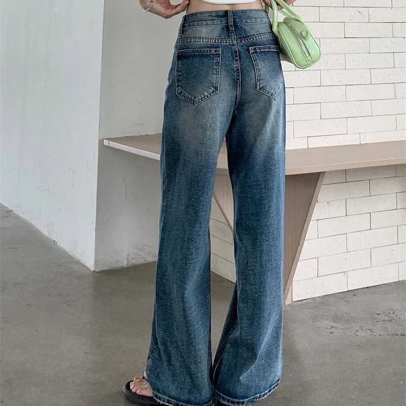 2025 new plus size high waist straight leg stretch denim jeans women dark blue fashion XS to XL for summer Womens Casual Pants R250716