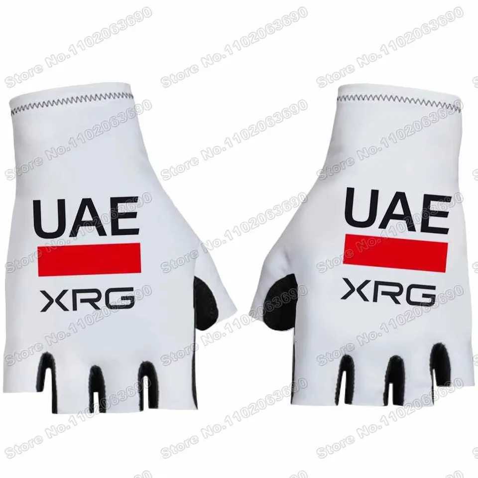 2025 UAE Team Cycling Gloves Tadej Pogaar Mountain Bike Half Finger Glove Cycling Jersey Road Bicycle Non-slip Sports Gloves S250716