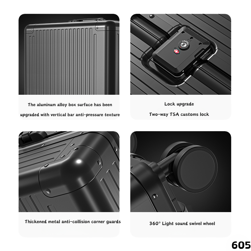 Durable Aluminum Alloy Luggage: Silent Universal Wheels & Pull Rod - Compact Boarding Case for Leisure and Business