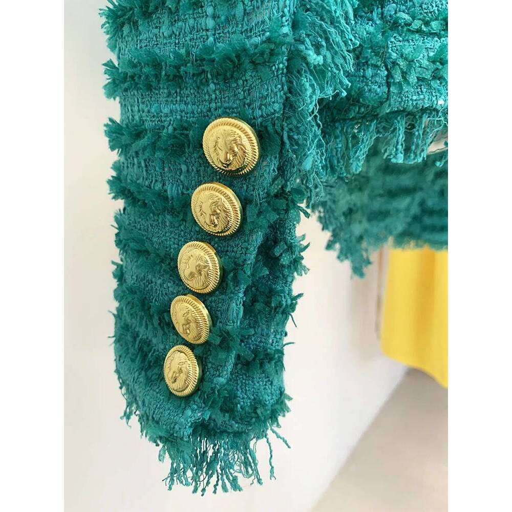 HIGH STREET Newest 2024 F/W Designer Jacket Women's Slim Fit Tassel Fringed Tweed Blazer