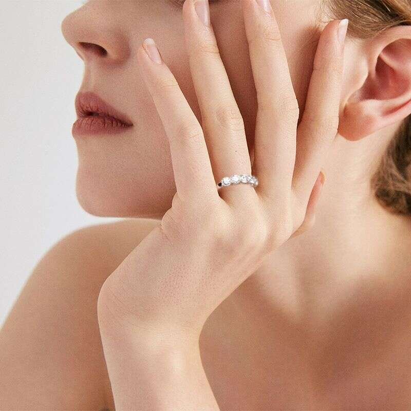 Tiktok Live Ins Niche Design Moissanite For Women Light Luxury Versatile S Pure Silver Band Tail Ring Bd3