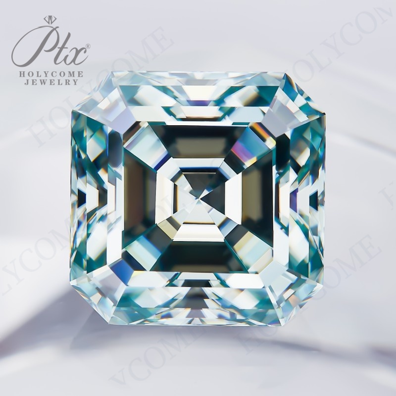 Hot Sale Asscher Brilliant Cut Aqua Blue Tone Original Color VVS1 Mossanite Diamond All Sizes 1ct to 10ct GRA Diamond Loose Moissanite Stone