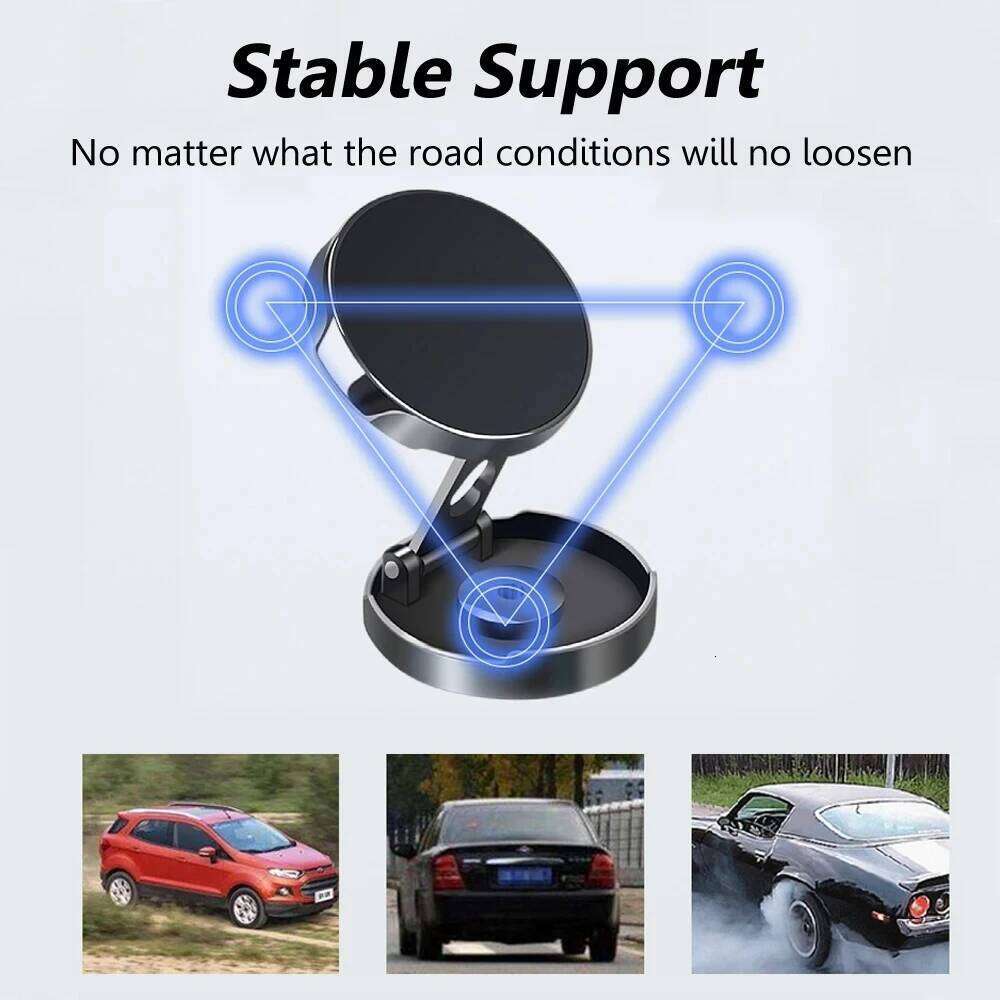 2024 Mobile Phone Stand Strong Magnetic Holder 720° Foldable Round Bracket Support for Universal Phones Mount Holders In Car