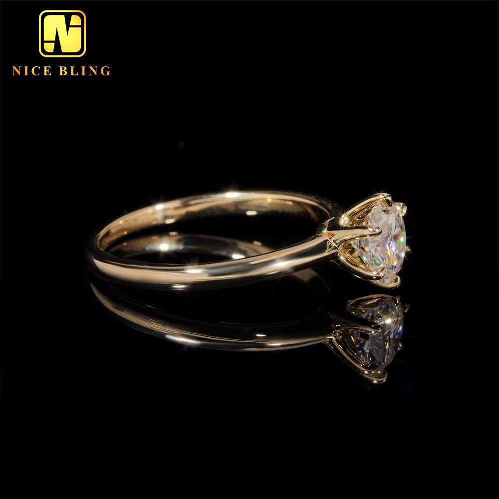 Classic Diamond Wedding Rings Women Round Cut 10K Gold VVS Moissanite Wedding Engagement Ring for Women