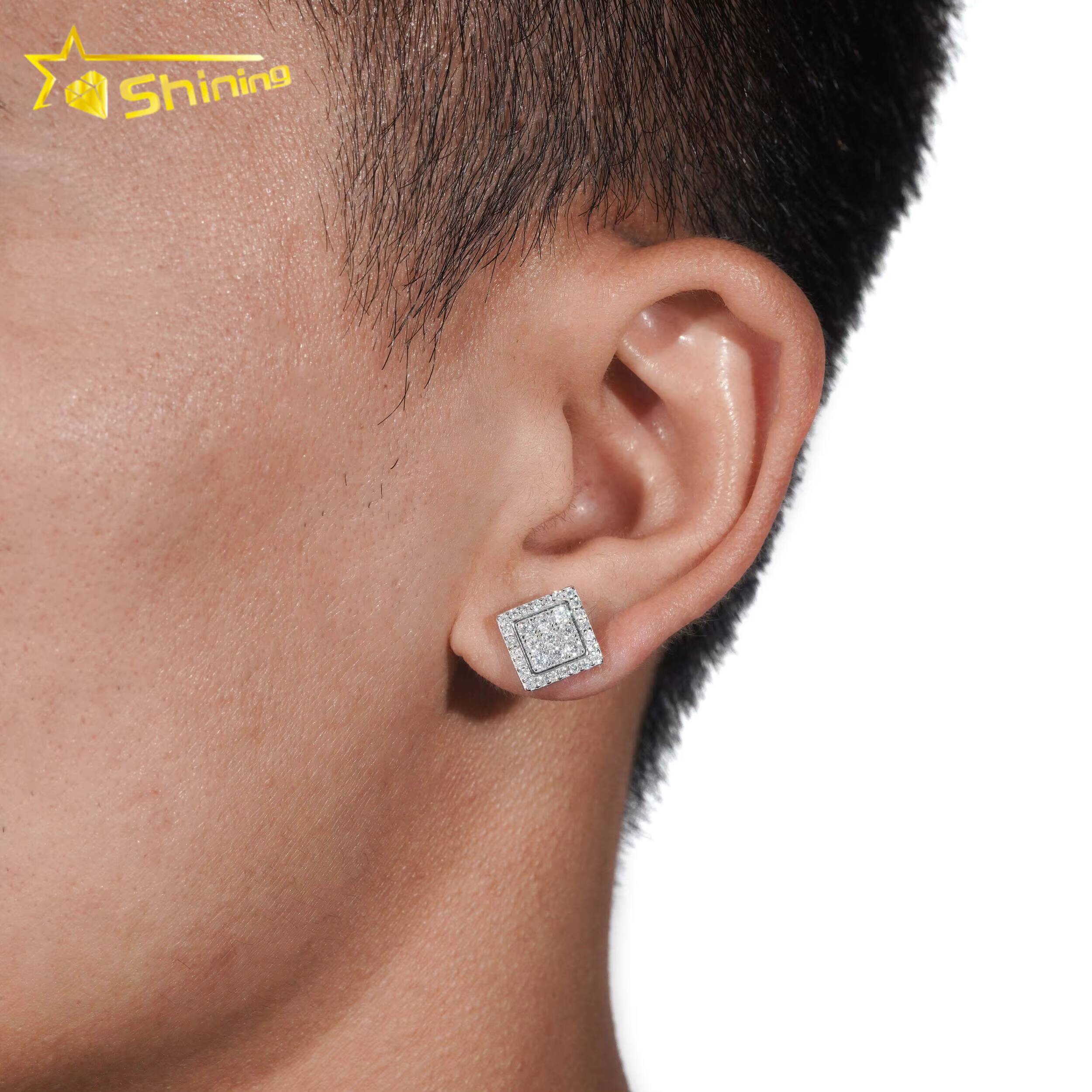 Hight Quality New Arrival Pass Diamond Tester GRA VVS Lab Diamond Fully Iced Out 925 Silver Jewelry Moissanite Stud Earrings