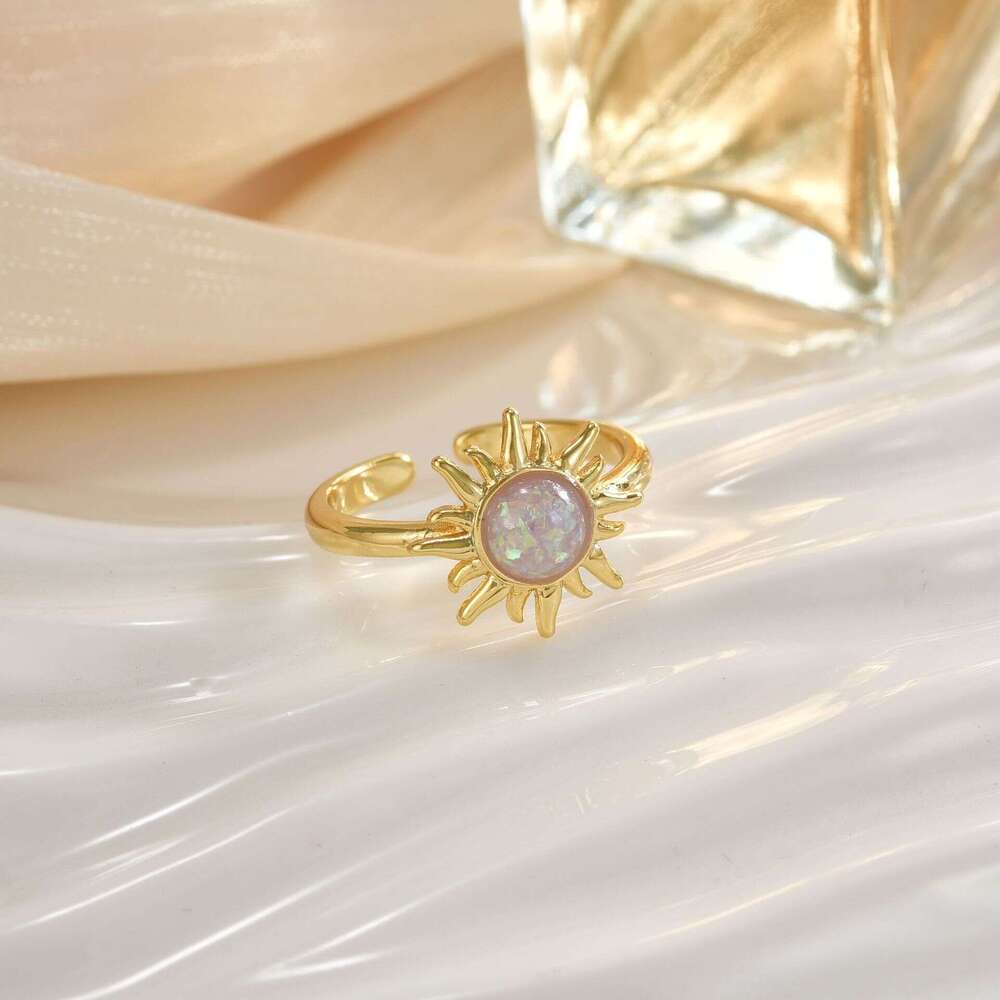 Amazon Shein Sun Heart Crown Geometric Design Light Luxury Fashion Ring Women's Jewelry E8e