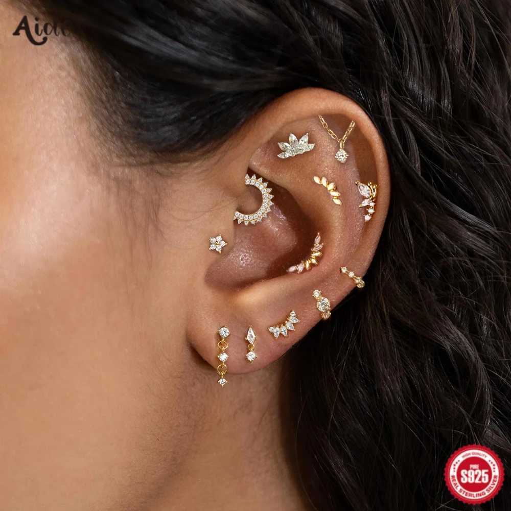 925 Sterling Silver 1pc Geometry Multi Piercing Stud Earrings For Women Gold Simple Elegant Tassel Jewelry Gift Earring y250715