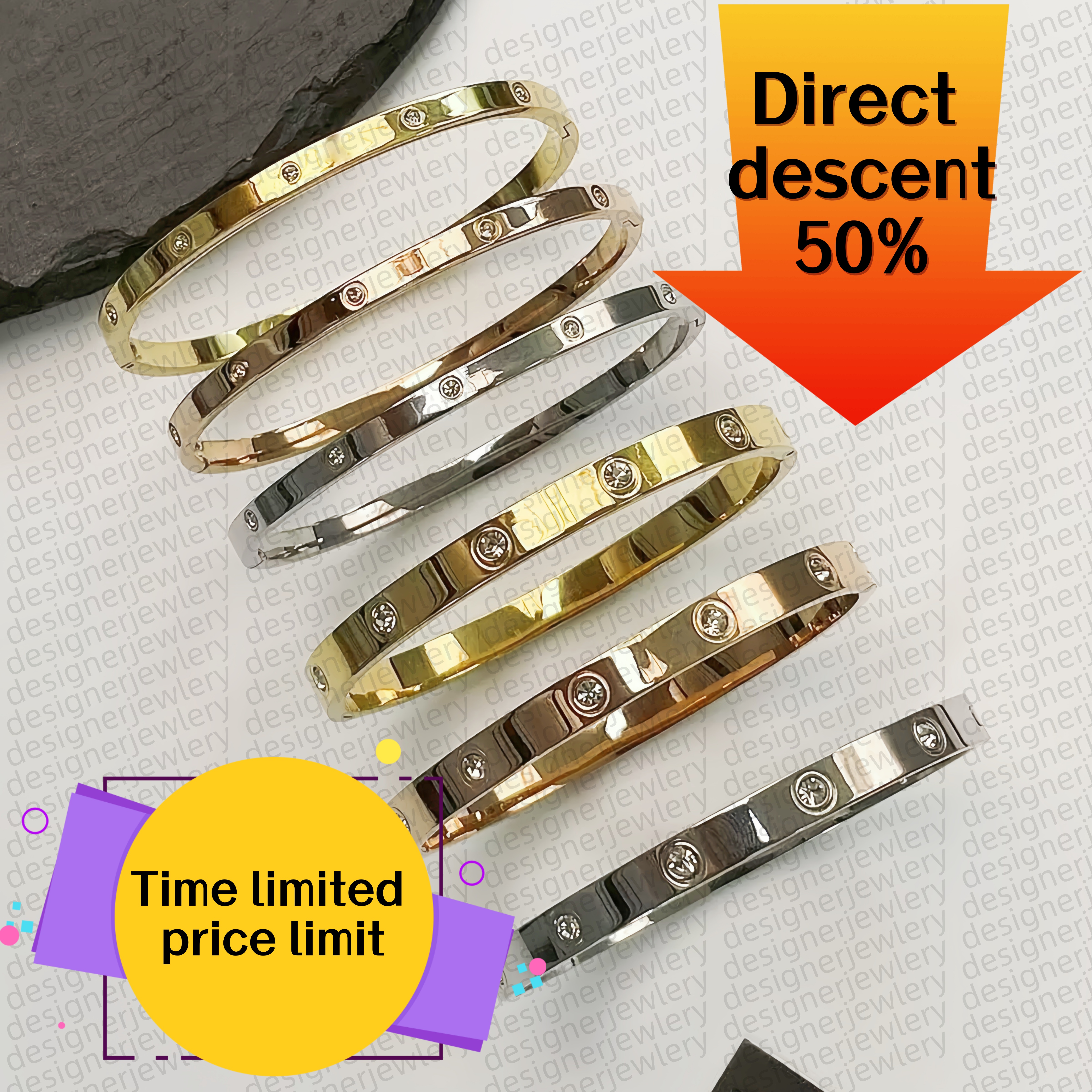 Fashion Womens Mens Designer Bracelet Elegant Charm Bracelets for Men Luxury Accent Jewelry Adorned with Sparkling Simulated Diamonds Cuff Gold Bracelet Wendding