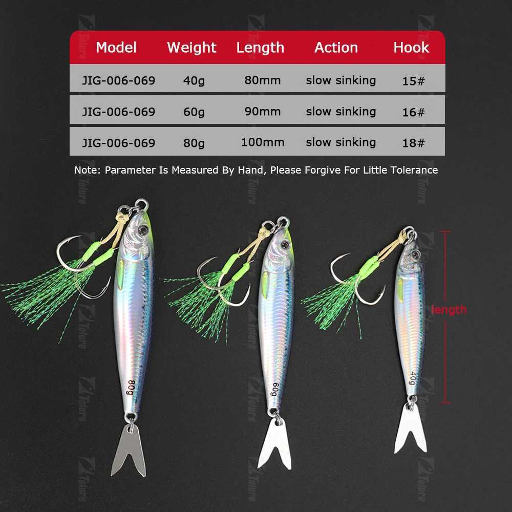 TOLU 2024 NEW 3D Printed Fast Sinking Metal Jig Lure 20g 30g 40g 60g 80g Saltwater Shore Casting Fishing Lure Vertical Metal Jig Z250717