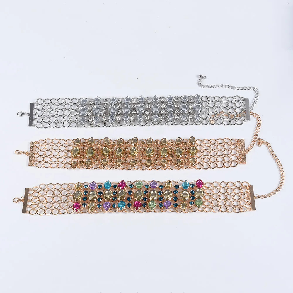 Fashion Colorful Clear Champagne Crystal Large Collar Choker Necklace Women Indian Statement Big Bib Necklace Jewelry 250716