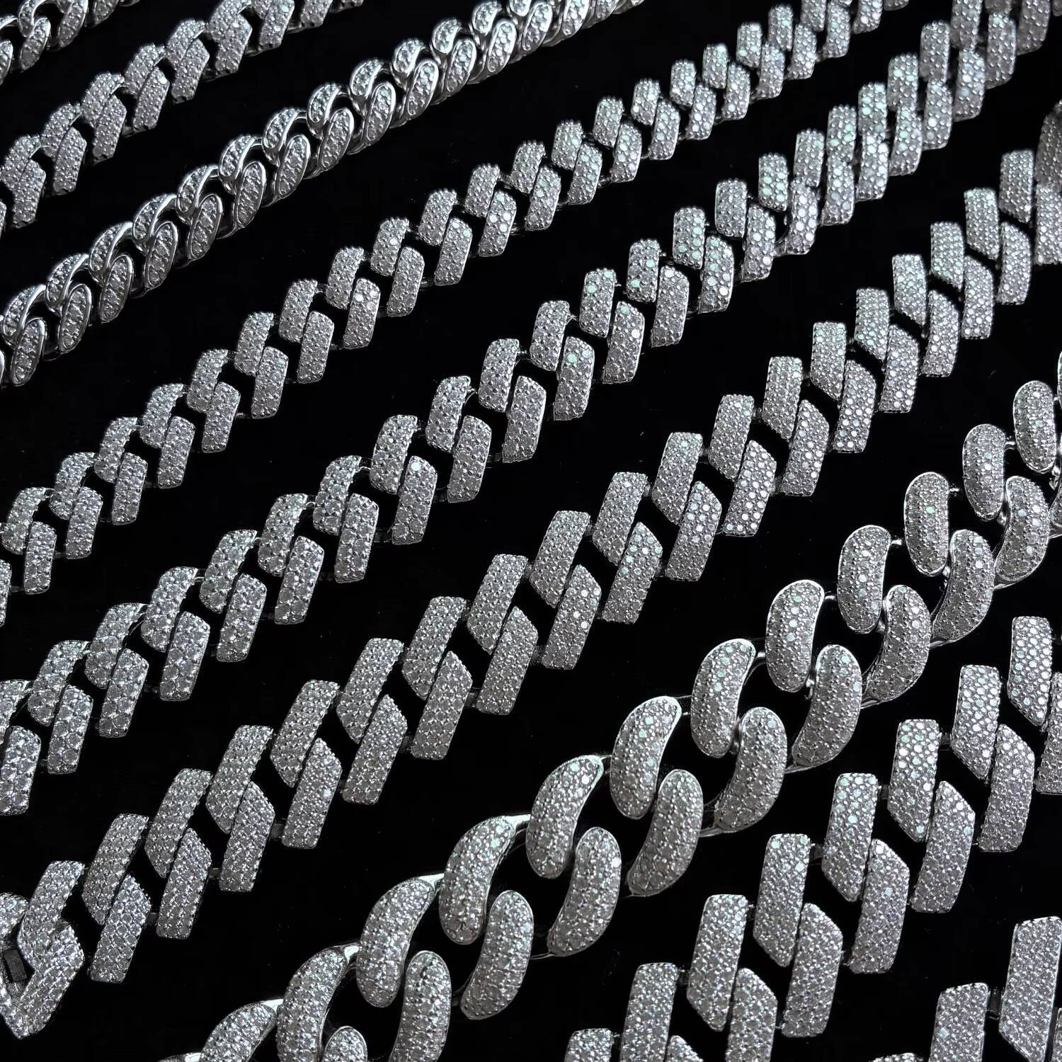 VVS Diamond 2rows 10mm S925 Silver GRA Moissanite Necklace Bracelet Mans Hiphop Cuban Link Chain for Fashion Jewelry for Men