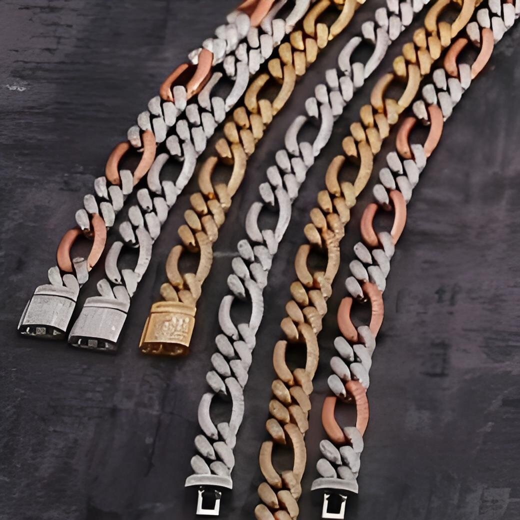 China Gold Full Pave Setting Moissanite 3:1 Hiphop Figaro Chain Necklace Jewelry Free shipping Free shipping