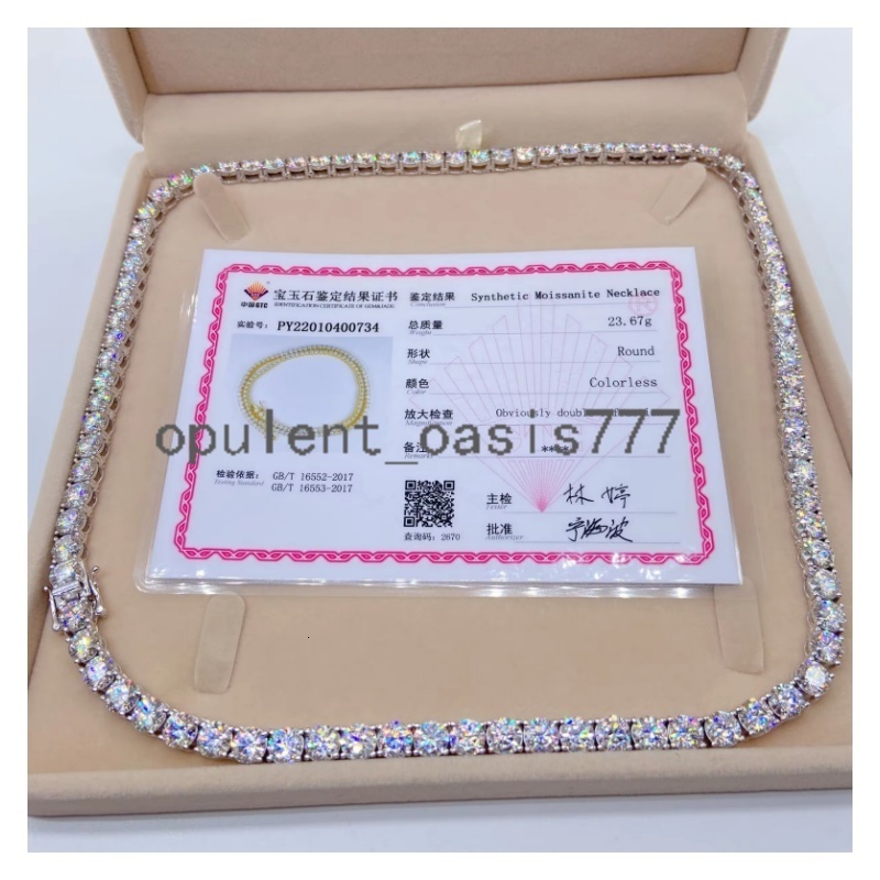 Wholesale Price Hip Hop Jewelry Sterling Silver 925 Pass Tester Diamond Chain VVS Moissanite Luxury Tennis Chain
